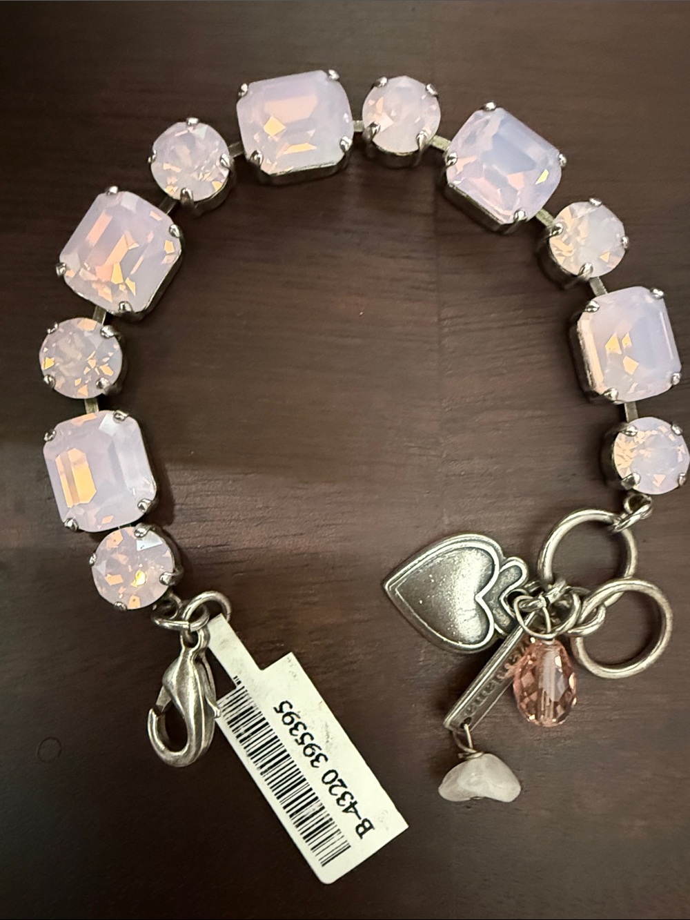 Mariana Opalescent Pink Rose Opal Crystal Bracelet Emerald cut B4320-395395rg